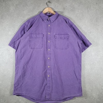 Vintage L.L.Bean Kurzarm Button Down Hemd Herren XL Lila
