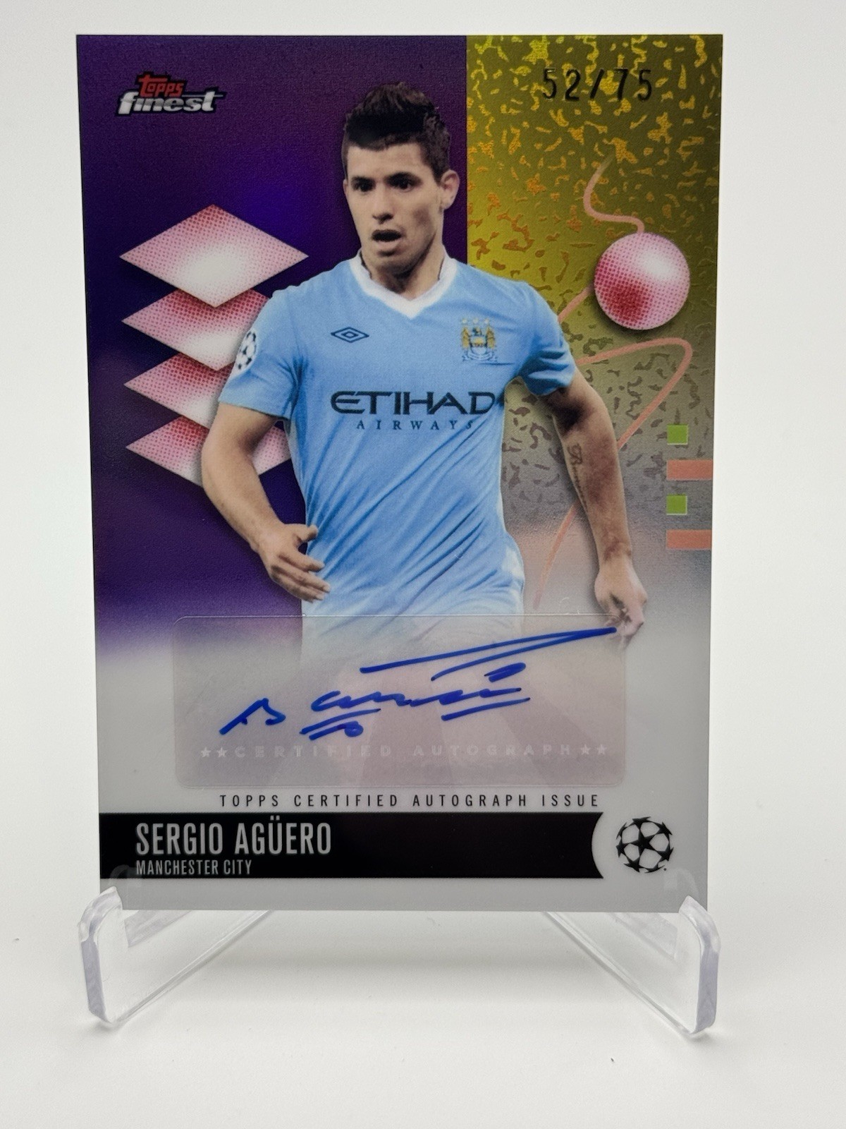 2025-26 Topps Finest Club Competition Sergio Aguero Auto Purple Refractor /75