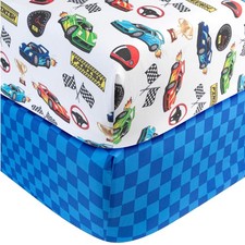 Today's Kids 2-Pack Race Cars Fitted Baby Crib Sheets Boy - Nursery Toddler B...