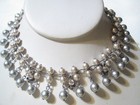 BEAUTIFUL VINTAGE FAUX PEARLS AND CZ FANCY CHOKER STYLE STERLING SILVER NECKLACE — photo 4