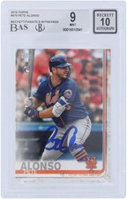 Pete Alonso New York Mets Signed 2019 Topps Series 2 #475 BAS 9/10 Rookie Card