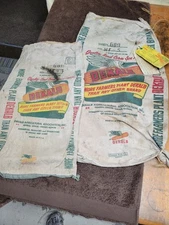 Vintage Lot Of 2 Dekalb Cloth Seed Bags One With 1956 Tag