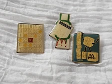 Rare McDonald's Collectible Pins Set Of 3 Boardwalk,  Scrabble, Bingo 