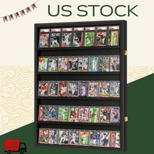 40-Card Wooden Display Case with UV Acrylic Front for Sports Card Collection