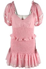 LOVESHACKFANCY PINK COTTON MINI DRESS MEDIUM