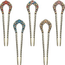 5 Pieces French Hair Pins Vintage Hair Forks Metal U Shaped Chignon Pin Double P