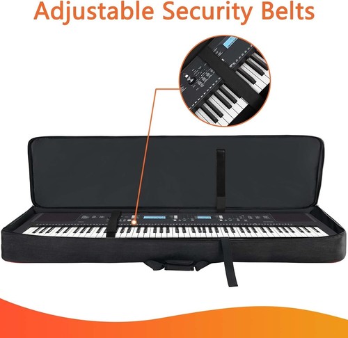 Padded 76-Key Keyboard Case with Handle & Straps, 3 Pockets for Accessories - Picture 3 of 9
