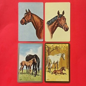 (8) single HORSES playing cards-MOTHER & FOAL art SAVITT--congress arrco VINTAGE