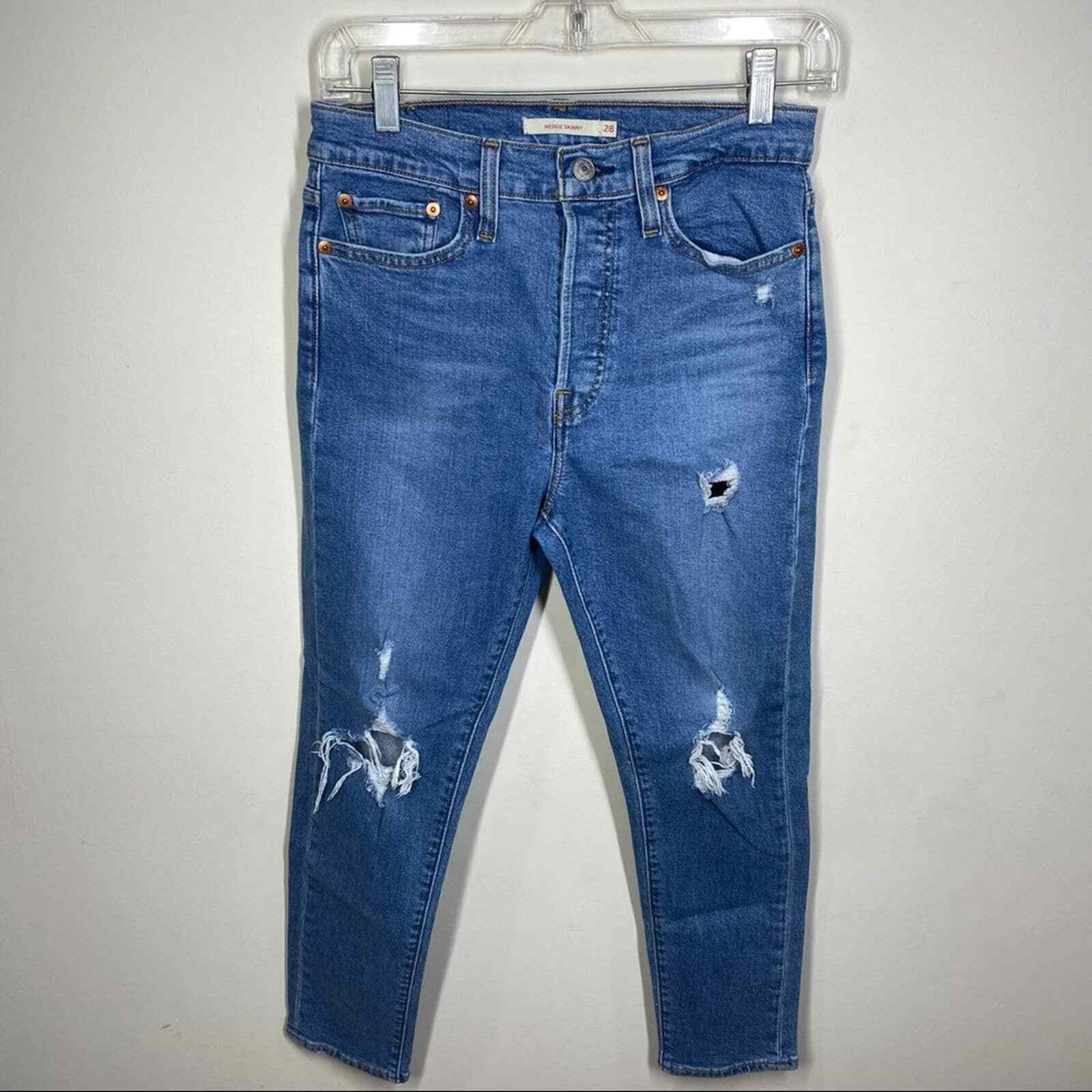 Levi's Wedgie Skinny Distressed Denim Jeans Sun Devil… Gem