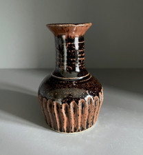 Truro Pottery Cornwall tenmuko glaze bud vase, 1970s Cornish studio pottery