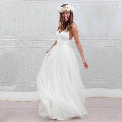 Beach Wedding Dress Spaghetti Straps 