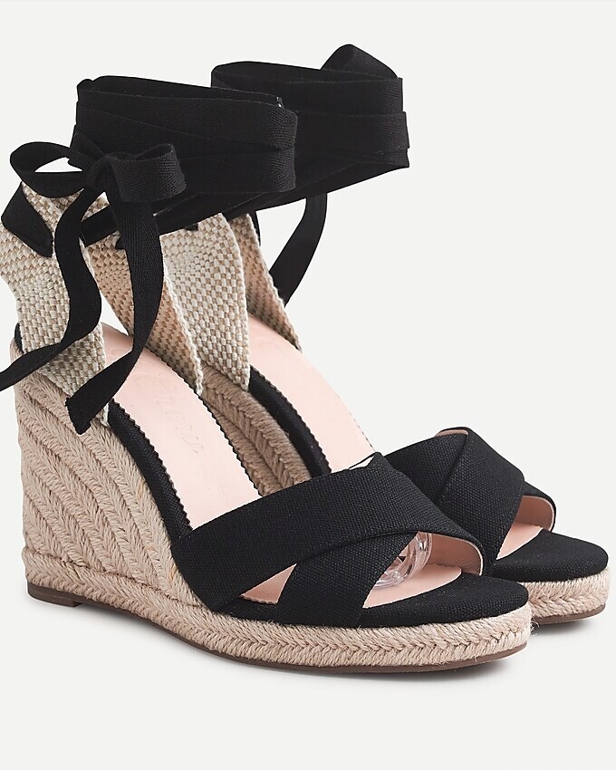 New Ankle-Wrap Canvas Espadrille Wedges, Size 9M Retail $149