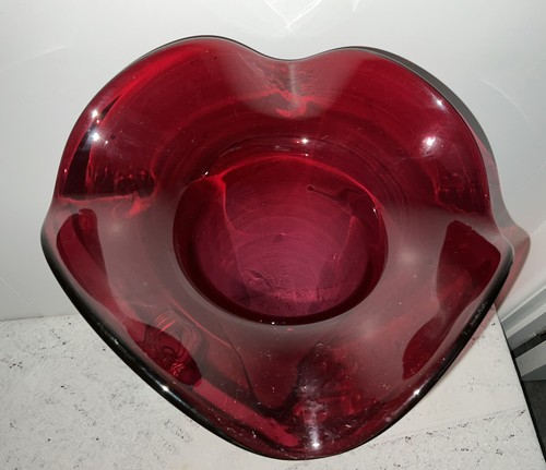 HUGE ANTIQUE VICTORIAN STOURBRIDGE RUBY EPERGNE GLASS VASE WAVY COLLAR 23” 2 of2 - Picture 4 of 14