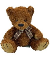 Russ Desmond 9" Brown Plush Teddy Bear Plaid Bow Designed by Rikey Austin