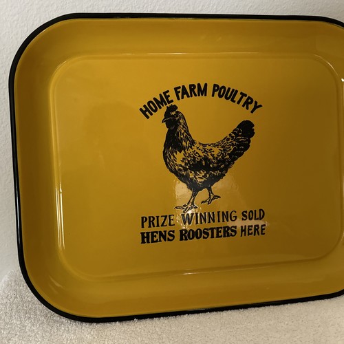 Hen Poultry Roosters Enameled Serving Dish Farmhouse Country Cottage Tray New - Picture 3 of 7