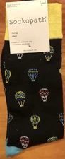 Sockopath Hot Air Balloon Crew Socks Mens Shoe Size 6-12 Black 1 Pair $15