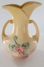Vtg Hull Art Pottery Multicolor Vase Wildflower w/ Double Handle W8 - 7 1/2 USA
