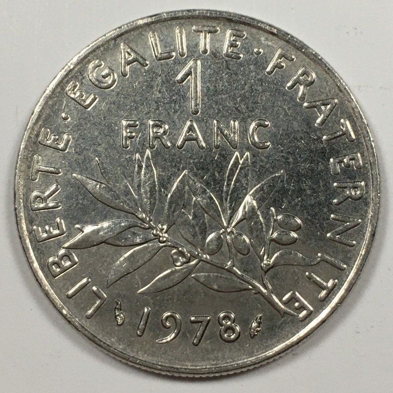 1978 France 1 Franc - About Uncirculated (AU) KM#925.1 - 6024-AH