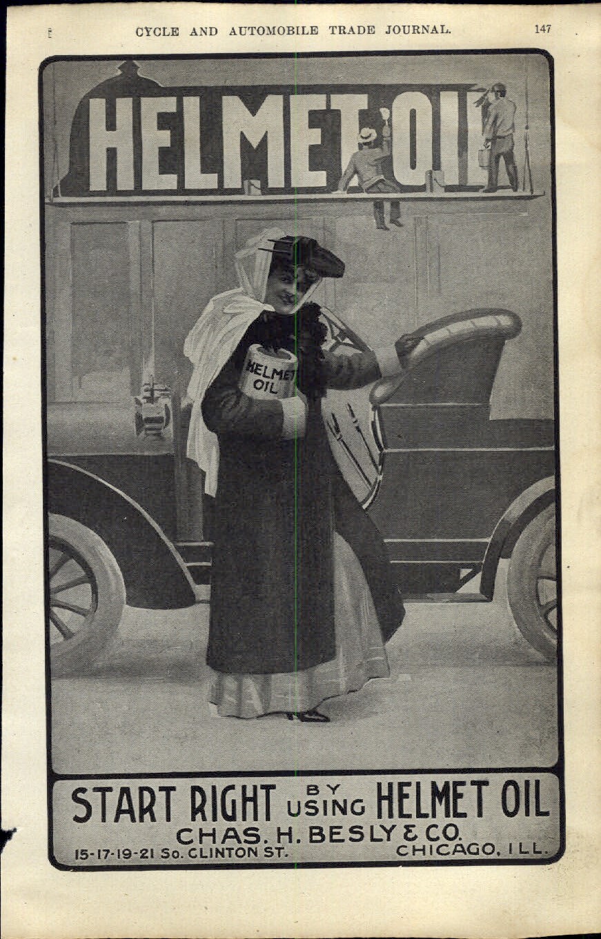 1907 PAPER AD CAR AUTO Helmet Motor Oil Can National Lamp Light Generator