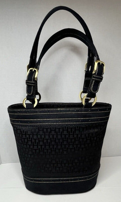 Tommy Hilfiger Jacquard Signature Faster Times Bucket Purse Shoulder Bag NEW
