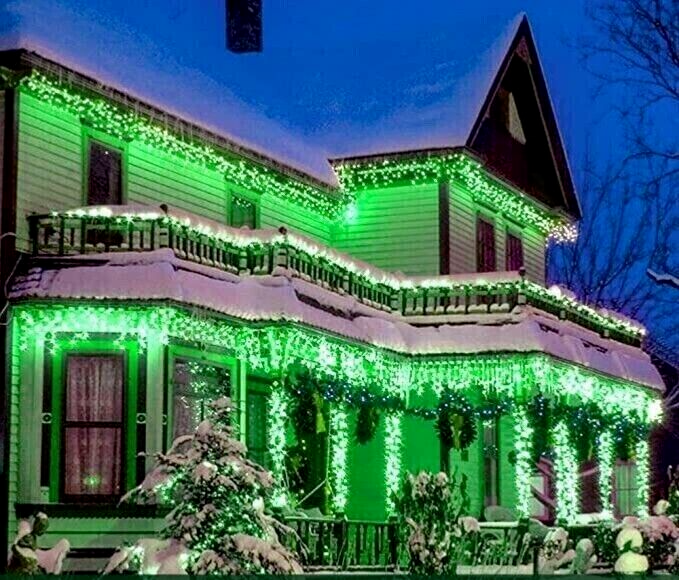 Waterproof Christmas Icicle Lights 20M 65FT Green 1280 LED's outdoor