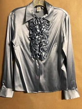 Holt Renfrew Collection Vintage 90's Women's Sz 4 Blue 94% Silk 6% Spandex