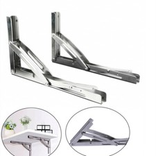 2X 14" Folding Table Bracket Wall Mount Shelf Bench Support Stainless Steel