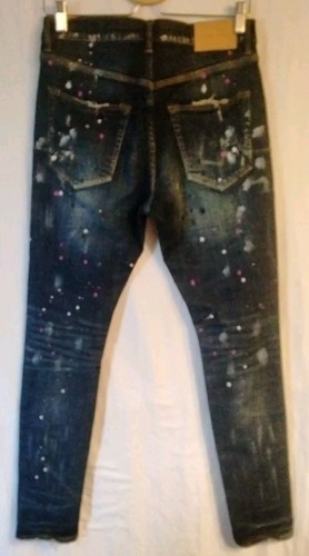 PURPLE BRAND JEANS STYLE #P001 BLUE SKINNY DISTRESSED SPLATTERED PAINT SIZE 30 - Picture 9 of 14