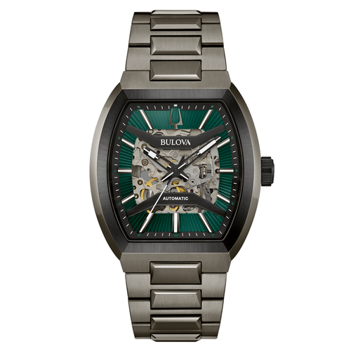 Bulova 98A321 Men's Maquina Automatic Watch – Green Skeleton Dial, 40mm Gunmetal - Picture 2 of 7