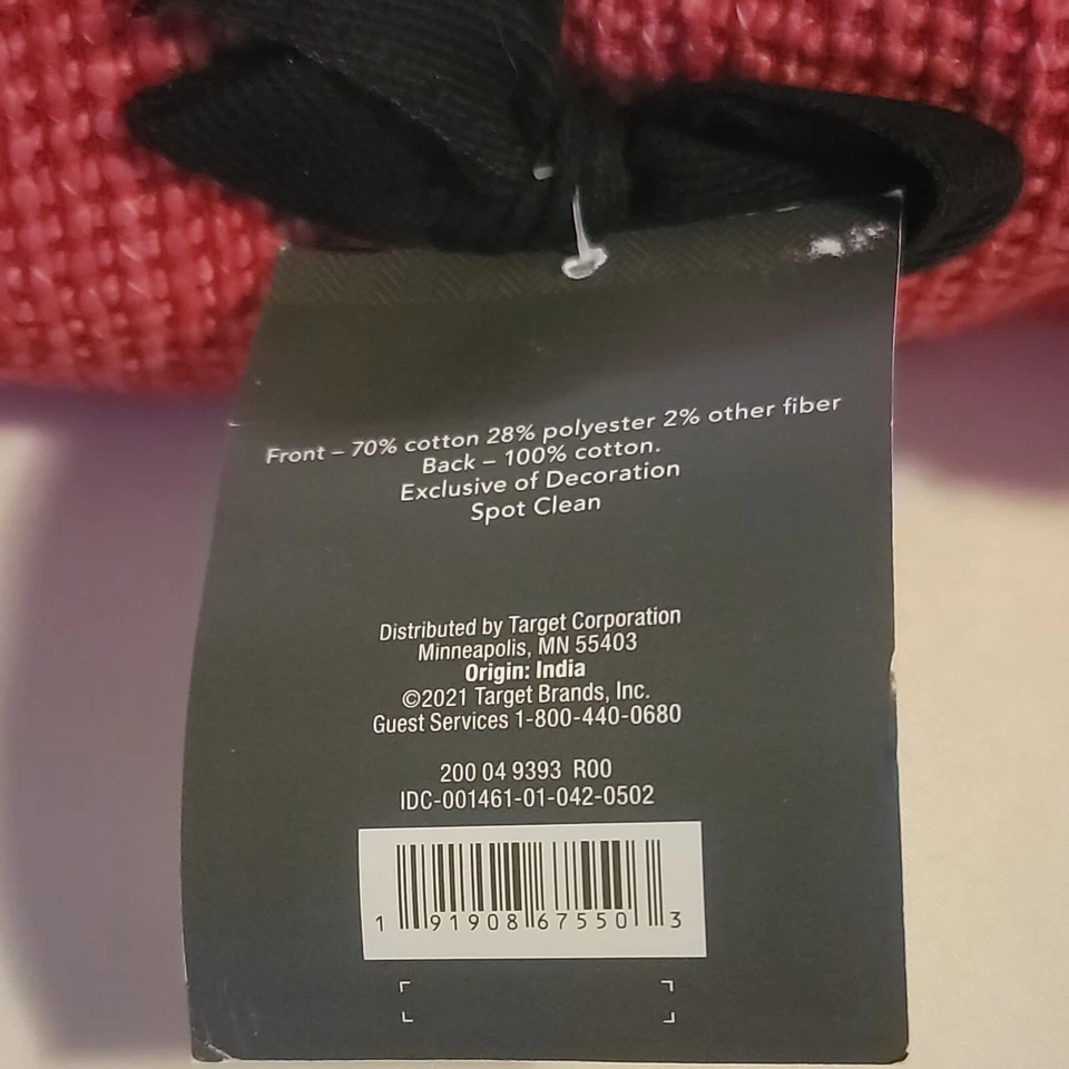 Threshold Table Runner 14x72" Knitted Front Cotton Back Red Fringed - Image 3 of 4