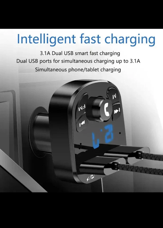 Car MP3 Player Dual USB Fast Charger Fm Bluetooth Receiver Bluetooth Compatible - Image 2 of 4