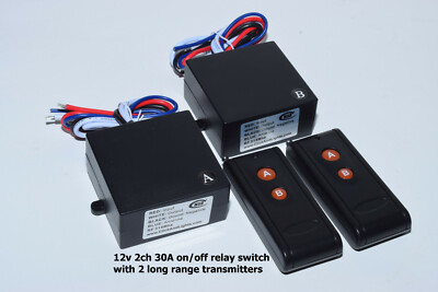 12V DC 30A 2CH ON/OFF with 2 LONG RANGE REMOTE CONTROL SWITCH RX108P2