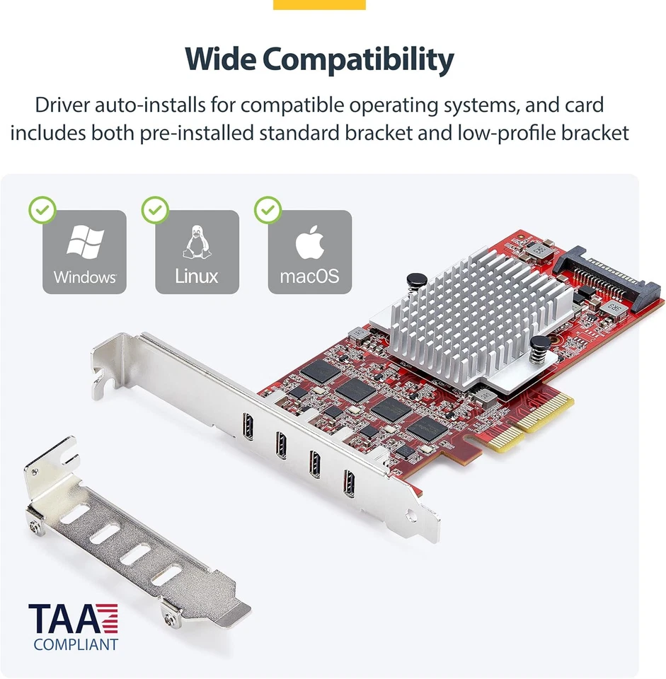New - StarTech.com 4-Port USB-C 10Gbps PCIe Card, 4X Independent USB 3.2 - Image 2 of 4