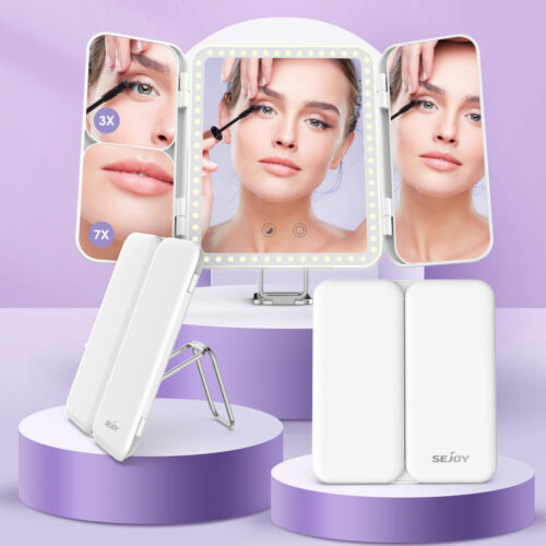 SEJOY Tri-Fold Makeup Mirror Vanity Mirror with 64 Lights 1X/3X/7X Magnification - Picture 46 of 47