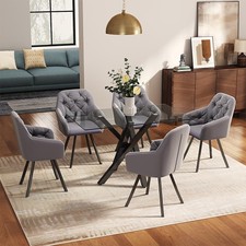 Modern Rectangular Glass Dining Table Black Home Kitchen Furnitur Office Meeting