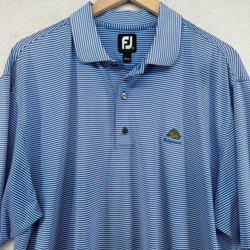 RIDGEWOOD Shirt Mens L FOOTJOY Golf Polo Striped COUNTRY CLUB Blue