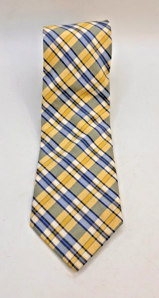 NAUTICA Primavera Verano Hombre Corbata Cuello Amarillo Azul Cuadros Seda + Mezcla Algodón Foto 2 de 4