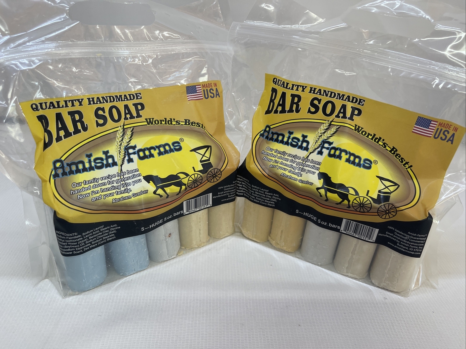 2 × Amish Farm Bar Soap (Pack of 5) HUGE 5 oz Bars (10 Bars Total