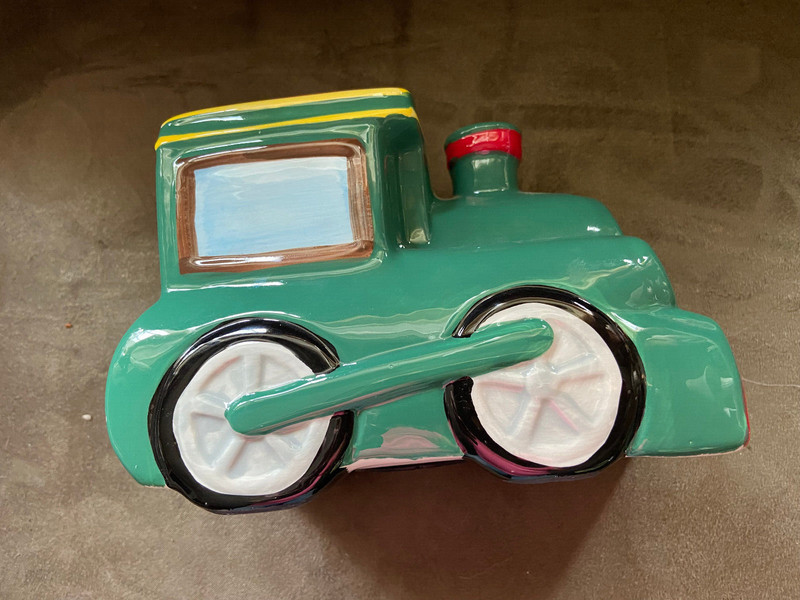 ND Hand Painted Locomotive Train Savings (Piggy) Bank