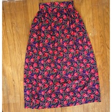 Vintage Floral Paisley Skirt Size XS 26" Waist 1970s Handmade Rayon Maxi