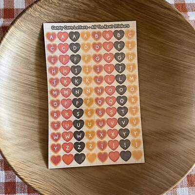 Kawaii Sticker Sheets, Cute Stickers, Candy Corn Heart Letter Stickers, Autumn K