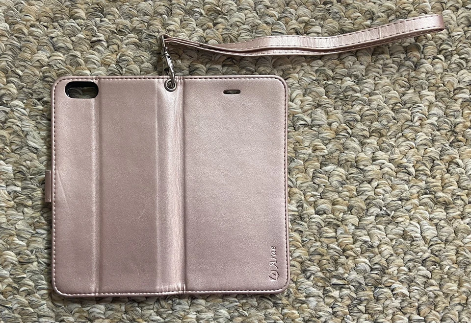 IPHONE 7p/8p Arae rose GOLD Wallet case with WRIST Strap Foto 2 de 3