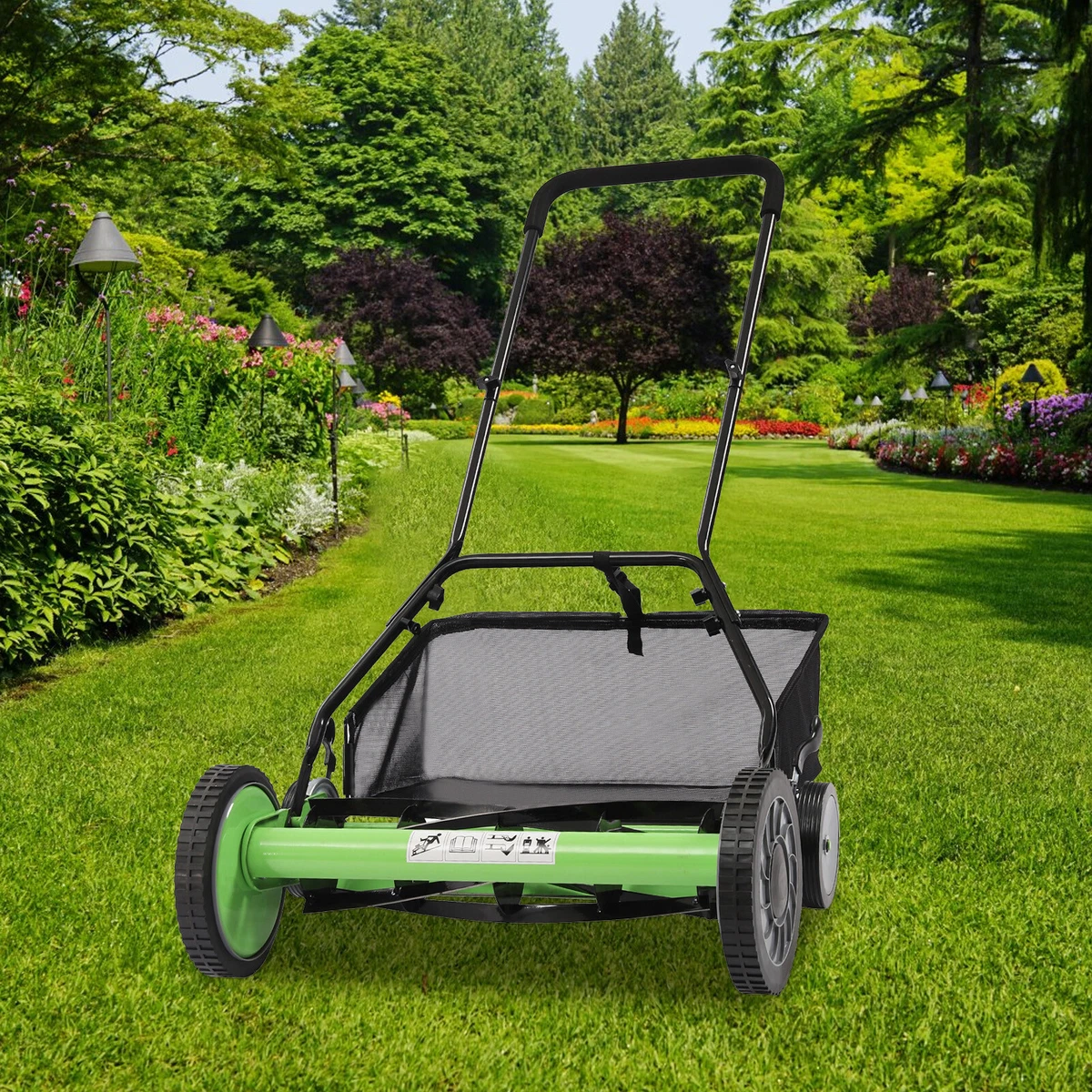 50.8cm/20in Manual Reel Mower Adjustable 5-Blade Push Lawn Walk