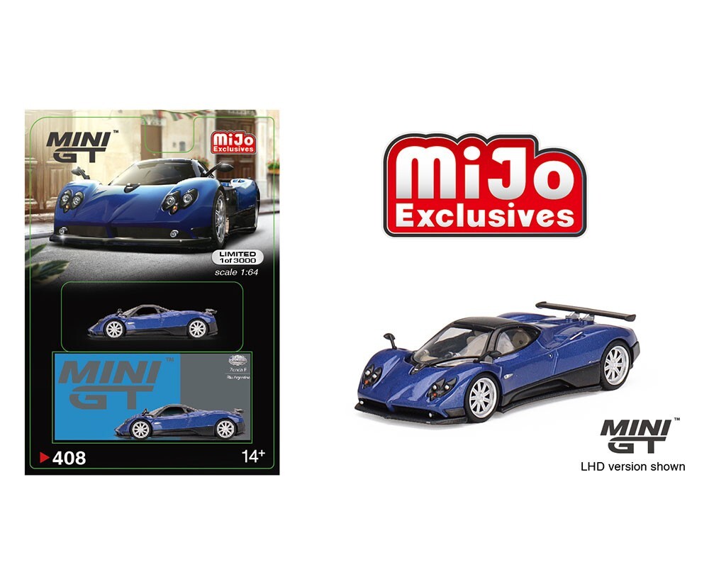 Mini GT 1:64 Pagani Zonda F Blu Argentina Edition Diecast Model