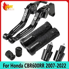 4PCS Black Handle Grips Cap Brake Clutch Levers Set For Honda CBR600RR 2007-2022