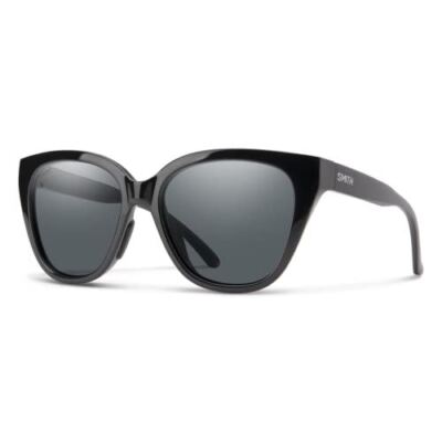 Smith Optics Era Designer Ladies Cateye Sunglasses in Gloss Black/Polarized Gray