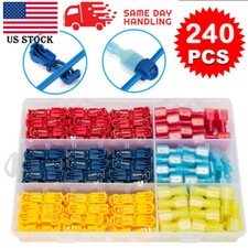 240PCS Quick Splice Cable Connectors T-Tap Wire Crimp Terminals Kit 22-10AWG