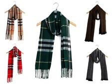 Uomo Donna Unisex 100% Cashmere Classico Sciarpa Tartan Righe Plaid Lana Indiano