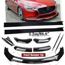 Front Bumper Rear Lip Spoiler Side Skirt For Mazda 3 6 Glossy Black Body Kits