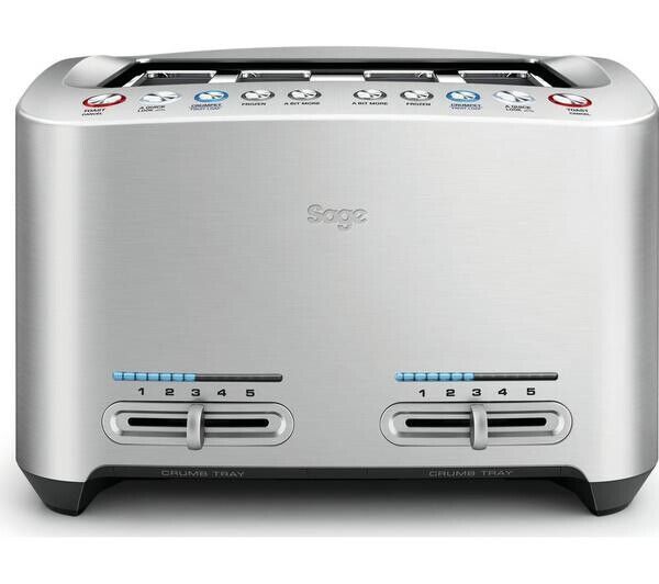 Sage BTA845UK The Smart Toast 4 Slice Stainless Steel Toaster - Silver Brand New